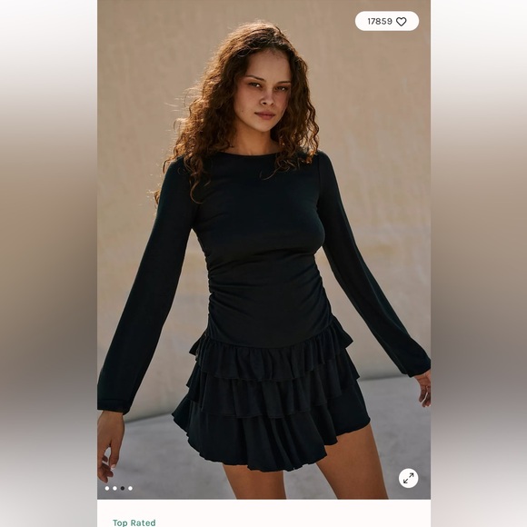 Free People Good Feels Ruffle Long Sleeve Mini NWT - Picture 3 of 14